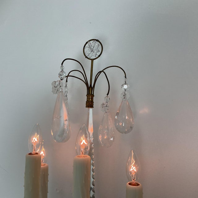 Late 19th Century Electrified French Bronze Wall Sconces With Rock Crystal - a Pair For Sale In West Palm - Image 6 of 16