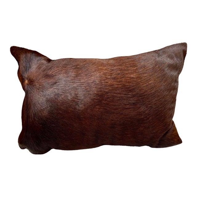 Brown Cowhide Rectangular Small Pillow For Sale