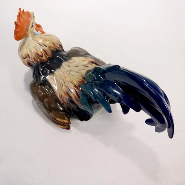 Ceramic Large Mid-Century Rosenthal Porcelain Figurine of a Rooster by J. Feldtmann For Sale - Image 7 of 13