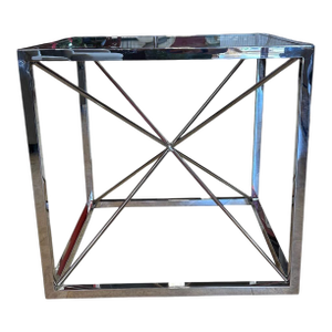 Contemporary Chrome and Glass Geometric Table Attributed to Vanguard