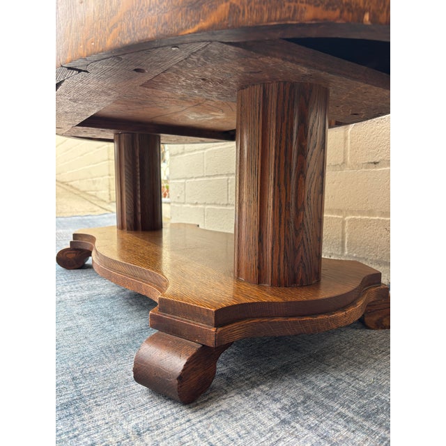 Early 20th Century Antique Quarter Sawn American Oak Coffee Table For Sale - Image 5 of 8
