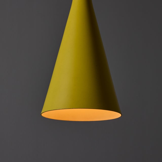 Metal 1970s Yellow Metal Diabolo Pendant Lamp Attributed to Stilnovo For Sale - Image 7 of 12