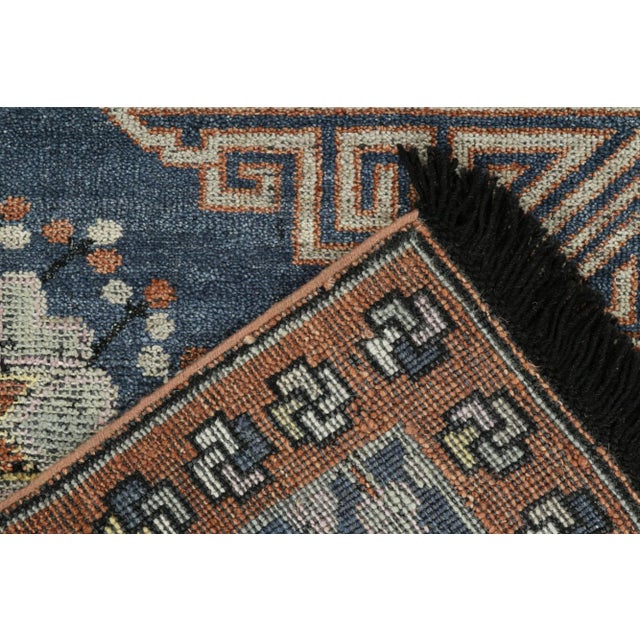Textile 2010s Rug & Kilim’s Khotan Inspired Rug in Brown & Blue Geometric Patterns For Sale - Image 7 of 8