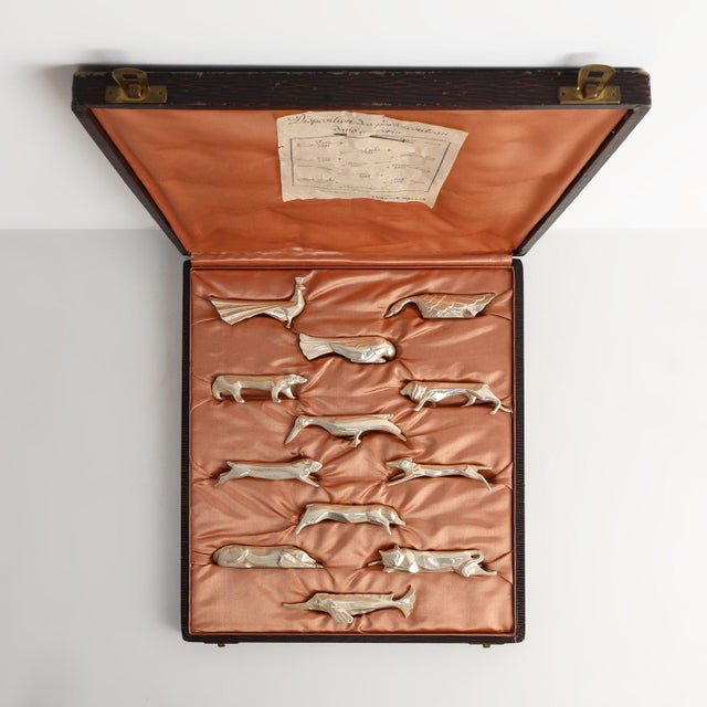 Menagerie by Edouard Marcel Sandoz for Christofle Gallia, France, 1920s, Set of 12 For Sale - Image 16 of 16