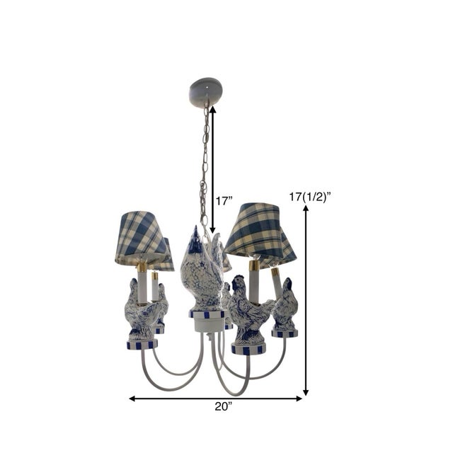 This vintage ceramic rooster chicken chandelier combines charming French country decor with a touch of farm and...
