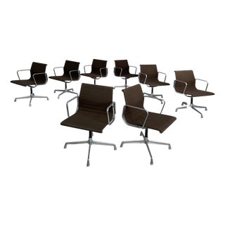 Italian Modern Fabric Office Chair by Charles and Ray Eames for ICF, 1970s, Set of 8 For Sale