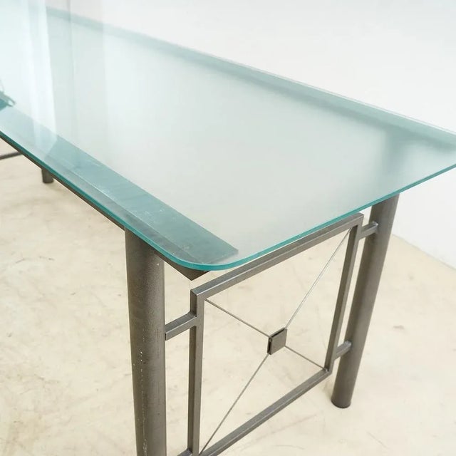 Iron Dining Table with Glass Top For Sale - Image 5 of 6