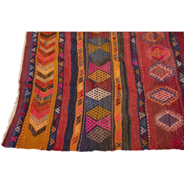 Mid-20th Century Turkish Kilim Multicolor Handmade Tribal Wool Rug For Sale - Image 4 of 10