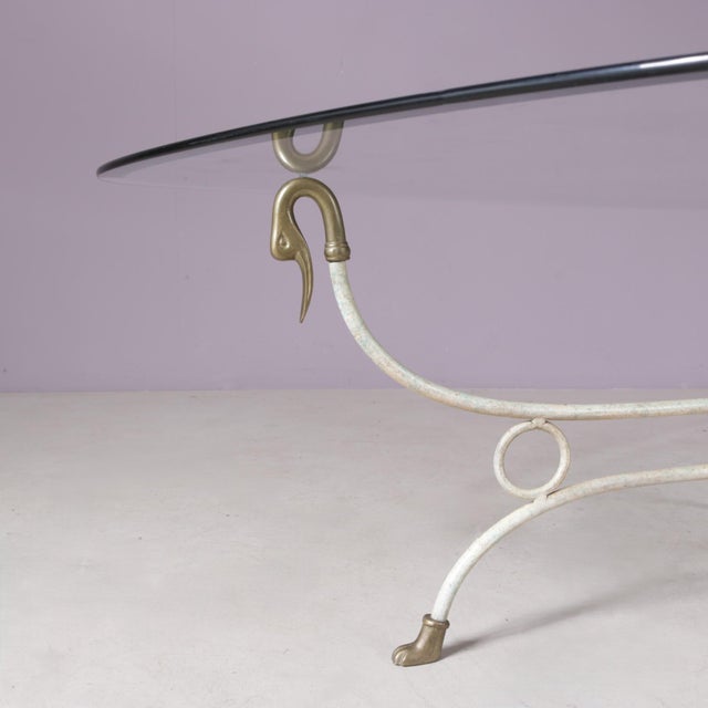 Gold Hollywood Regency Coffee Table with Duck Heads in the style of Maison Jansen, Italy, 1970s For Sale - Image 8 of 12