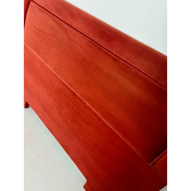 Mid-Century Modern Vintage Queen Size Velvet Covered Headboard For Sale - Image 3 of 6