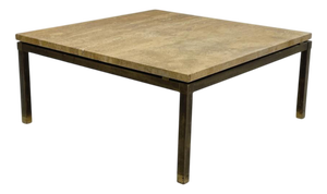 Mid-Century Marble and Brass Coffee Table