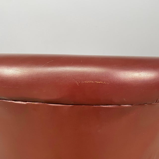 Austrian Burgundy Leather and Wood Tub Armchairs from Thonet, Early 1900s, Set of 2 For Sale - Image 14 of 18