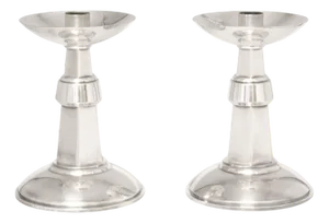 Art Deco Large English Silver Plated Candleholders, 1930s, Set of 2