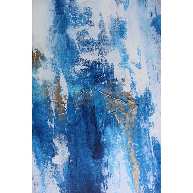 "Cracked Blue Ice" Contemporary Abstract Acrylic Painting For Sale - Image 4 of 5
