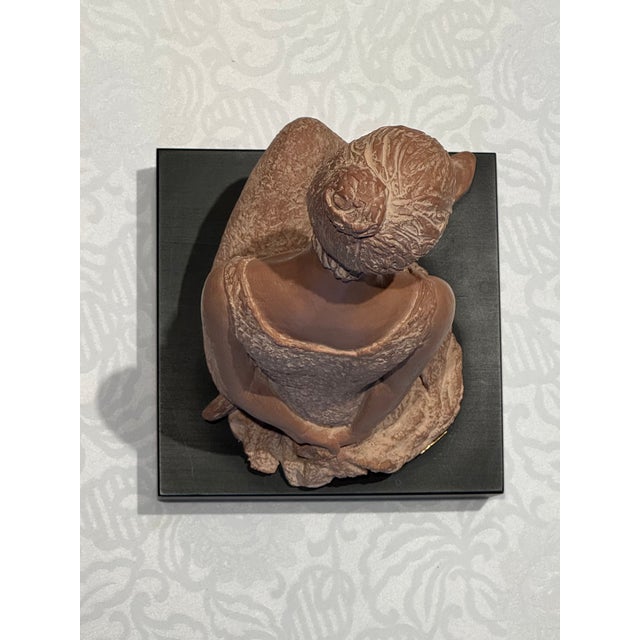1960s 1960s Peggy Mach Seated Ballerina Terra Cotta Sculpture on Wooden Base, No. 317/975 For Sale - Image 5 of 10