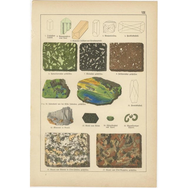 Antique Mineralogy Chromolithographs of Granite, Calcite and Fossil, 1888, Set of 2 For Sale - Image 3 of 12