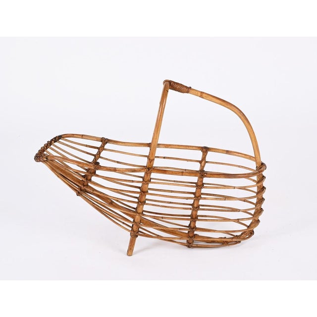 Franco Albini Mid-Century French Riviera Bamboo & Rattan Magazine Rack, Italy, 1960s For Sale - Image 4 of 18