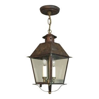 Vintage Copper & Brass French Quarter Style Lantern Pendant Light For Sale