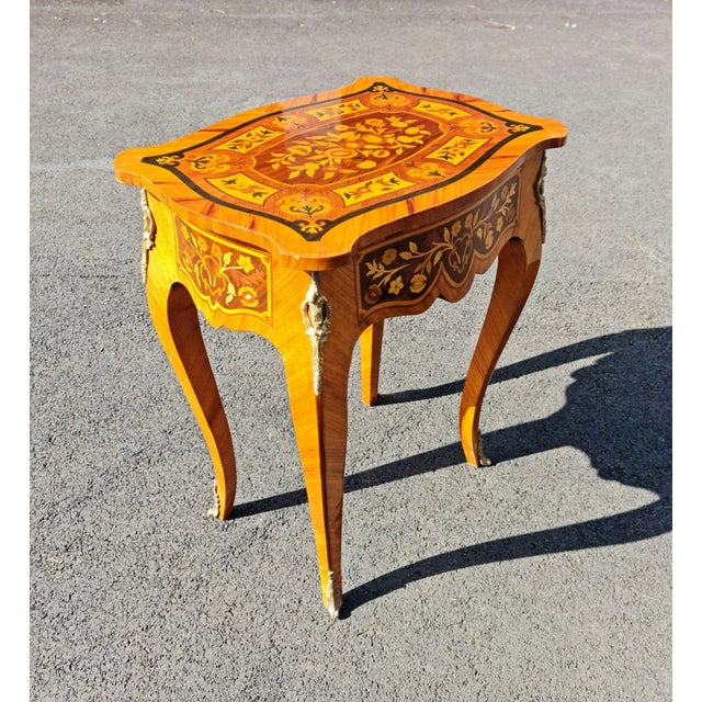 Wood New Marquetry French Style Side Table/Desk With Drawer New Style for Home and Office For Sale - Image 7 of 10