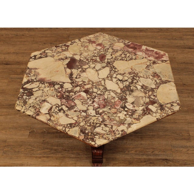 Vintage Empire Revival Mahogany Hexagon Marble Top Coffee Table | Chairish