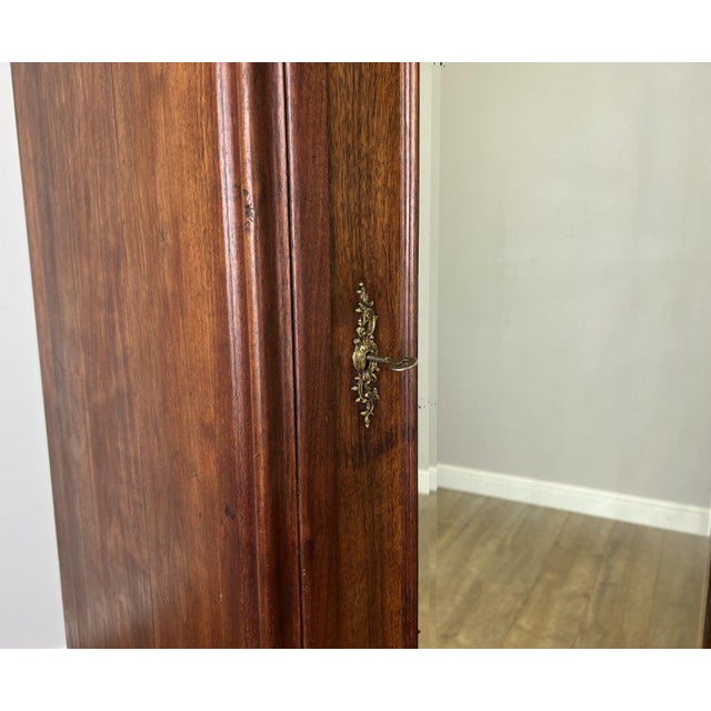 Antique French Style Carved Walnut Wardrobe with Mirror For Sale - Image 9 of 16