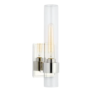 Ian K. Fowler for Visual Comfort Signature Presidio 14" Outdoor Sconce in Polished Nickel with Clear Glass
