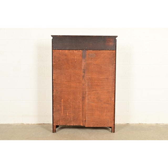 Antique Victorian Two-Door Carved Oak Bookcase Cabinet, Circa 1900 For Sale - Image 11 of 13