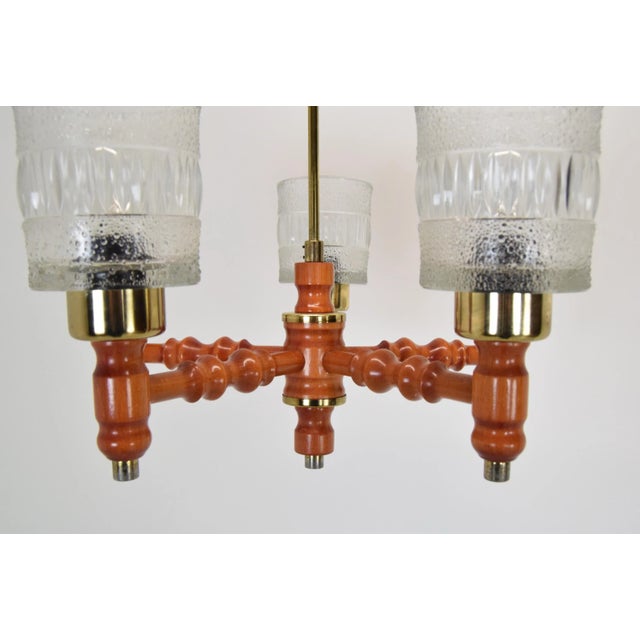 Mid-Century Wood Chandelier attributed to Instala Jilove U Decina, 1960s For Sale - Image 10 of 13