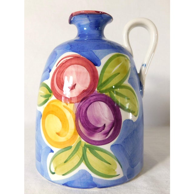 Ceramic Vintage C1980s Italian Hand Painted Floral Syrup Pitcher W/ Handle Italy For Sale - Image 7 of 7