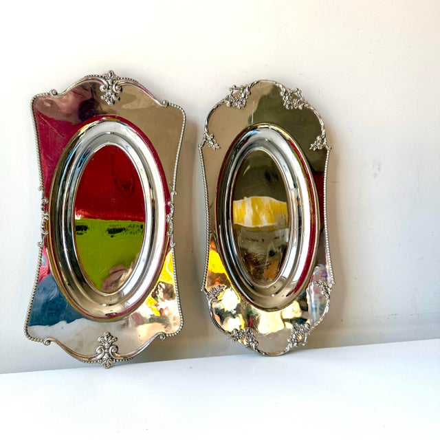 Traditional Late 20th Century Silver Plate Buckle Bread Plates - a Pair For Sale - Image 3 of 7