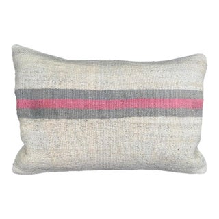Turkish Hemp Pillow Cushion Natural Beige Pink Pillow Cushion Cover 16" x 24" For Sale
