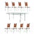 Brutalist Ilana Goor Style Iron & Glass Dining Set, Table & 8 Leather Chairs - Set of 9 For Sale