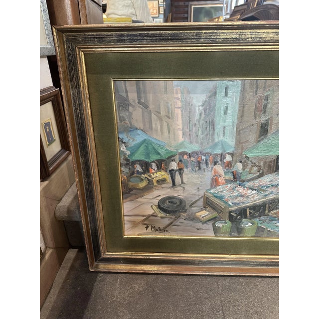 Paolo Malerba, Market, 1960s, Oil on Panel, Framed For Sale - Image 8 of 9