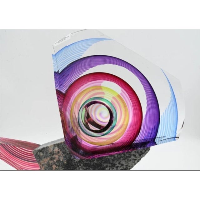 1990s Kit Karbler and Michael David Art Glass and Granite Base Sculpture '' Third Conversation'' For Sale - Image 11 of 11