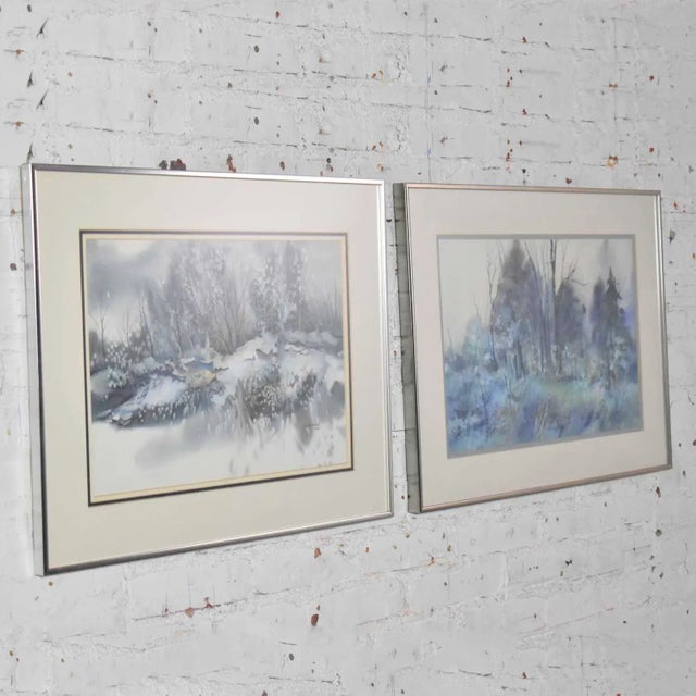 Late 20th Century Vintage Watercolor Winter Landscape Paintings by Dorothy M. Reece Kordash - a Pair For Sale - Image 5 of 13