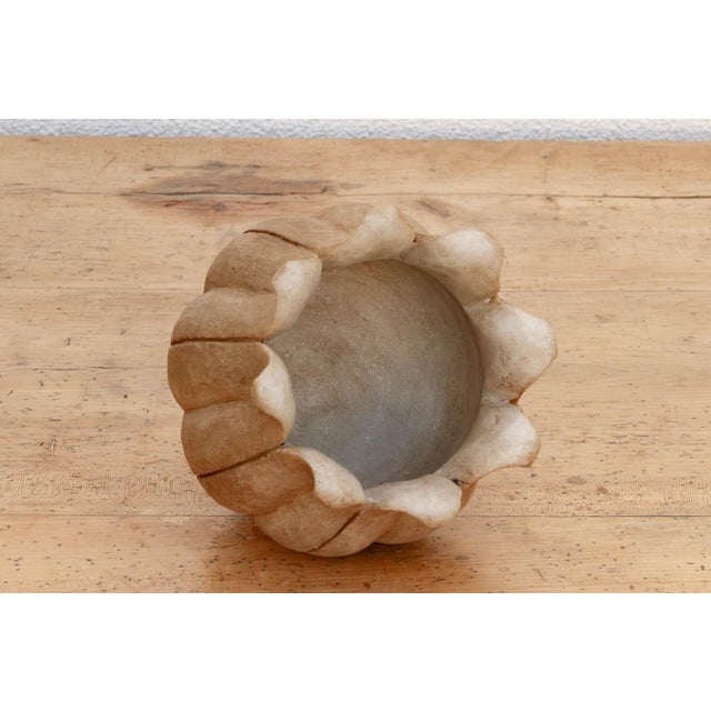 9"Dm Carved Marble Lotus Bowl For Sale In Los Angeles - Image 6 of 7