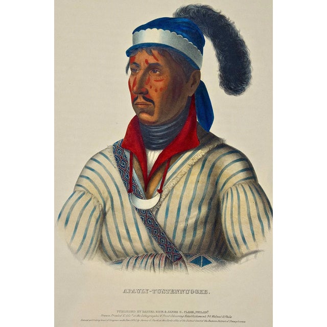 Portraiture Apauly-Tustennuggee: Hand-Colored McKenney & Hall Folio-Sized Lithograph, 1843 For Sale - Image 3 of 5