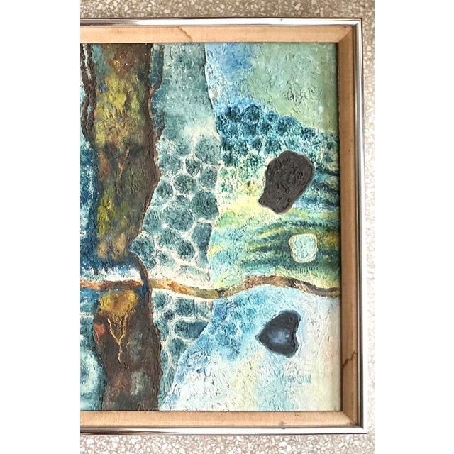 Vintage Framed Abstract Art on Board For Sale - Image 12 of 15
