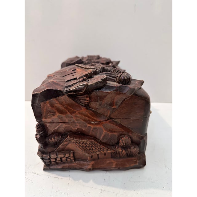 1970s Wood Carved Vintage Box For Sale - Image 5 of 12