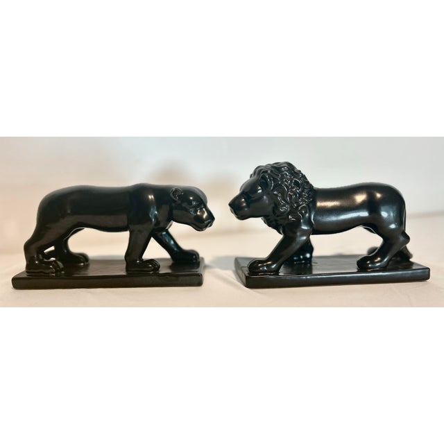 An exceptional pair of vintage lion bookends by Gump’s San Francisco, celebrated for their legacy of refined craftsmanship...
