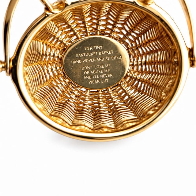 Late 20th Century Late 20th Century 14k Yellow Gold Enamel Boat Nantucket Lightship Woven Basket Charm/Pendant For Sale - Image 5 of 8