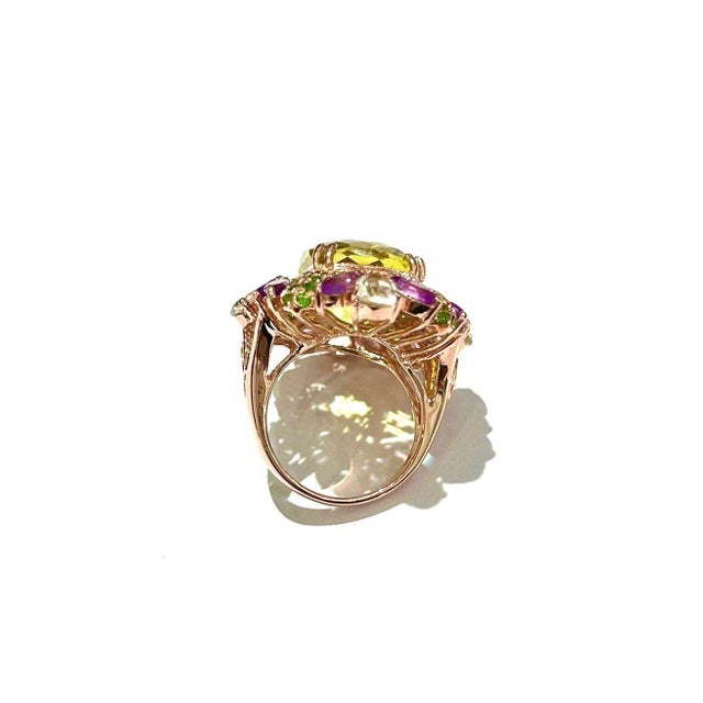 2000 - 2009 Bochic "Capri" Vintage Amethyst, Garant & Lemon Quartz Ring Set In 18K Gold & Silver For Sale - Image 5 of 18