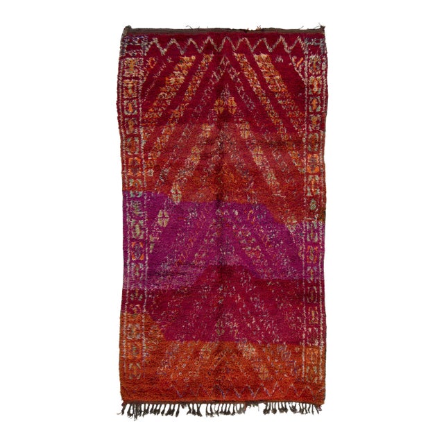 Vintage Moroccan Shag Wool Rug With Chevron Design by Rug & Kilim, 1950-1959 For Sale