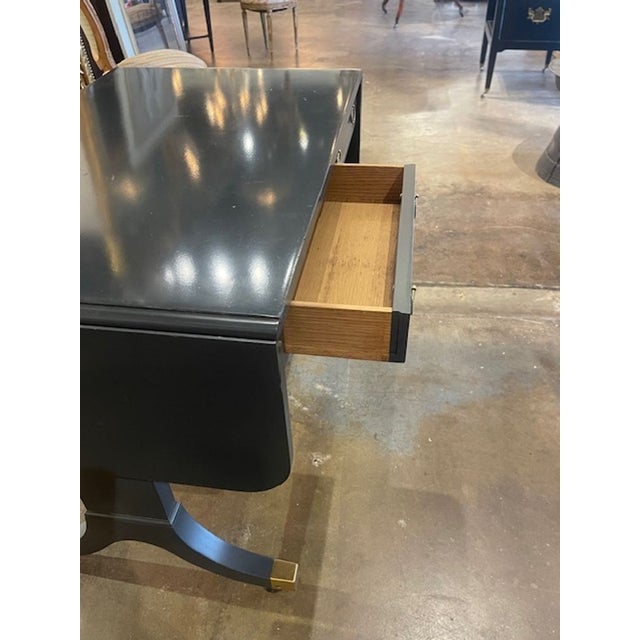 Wood Vintage Baker Navy Lacquered Drop Leaf Table For Sale - Image 7 of 10