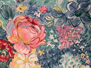 Vintage Schumacher Hand-Printed Wallpaper Foullis De Fleur Single Rolls
