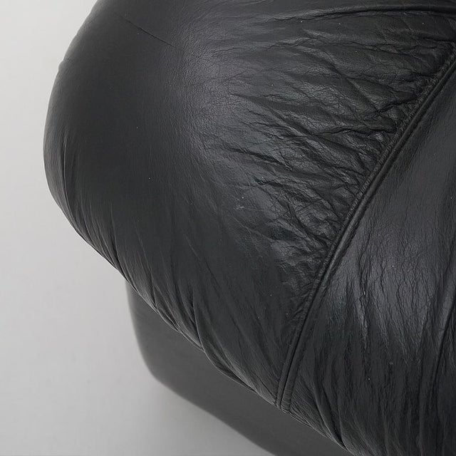 Modular Black Leather Armchairs, 1970s, Set of 3 For Sale - Image 13 of 15