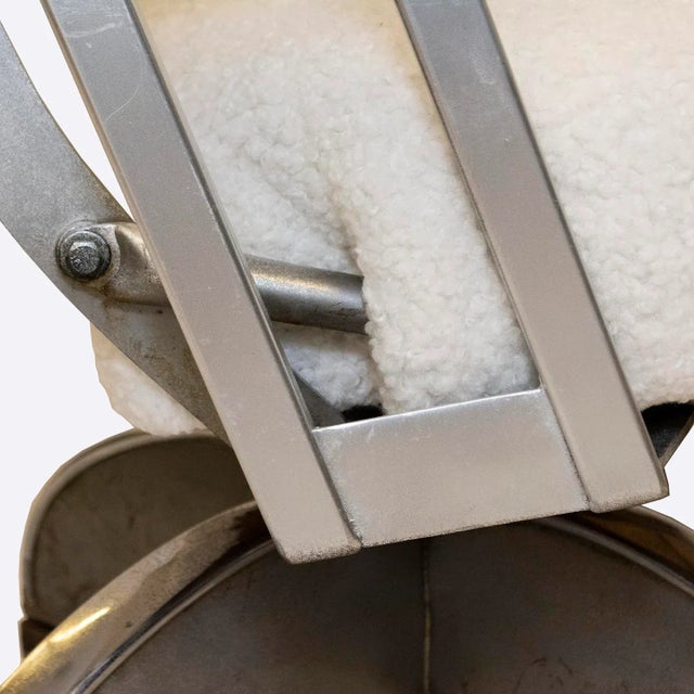 Vintage DoMore Office Swivel Chair Upholstered in White Faux Shearling For Sale In New York - Image 6 of 8
