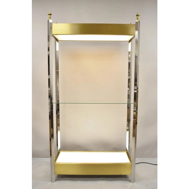 Vintage Mid Century Modern Lighted Chrome & Brass Etagere Display Shelf Curio For Sale - Image 12 of 12