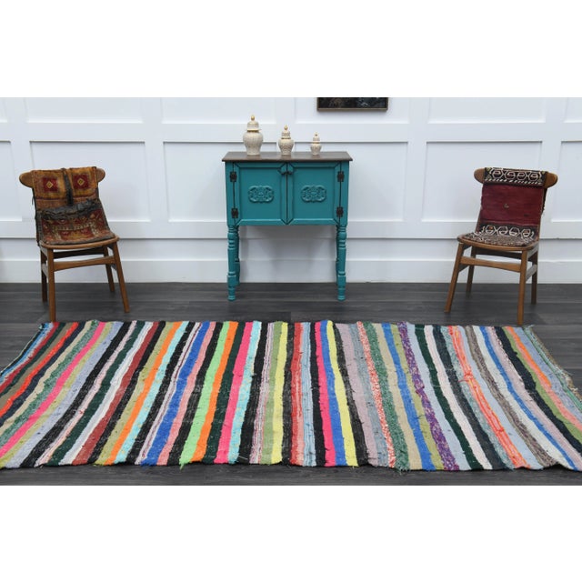 Mid-Century Modern Vintage Turkish Oushak Handmade Wool Cotton Beige Kilim Runner For Sale - Image 3 of 11