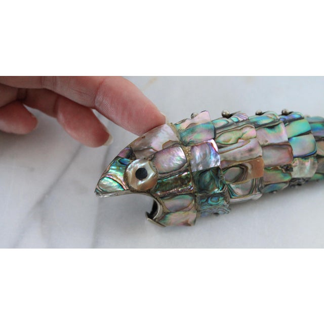 Vintage Articulated Fish Abalone Shell Bottle Opener For Sale - Image 4 of 7
